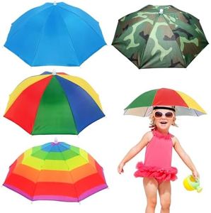 4 Piezas Paraguas de Cabeza Sombrero Paraguas de Cabeza Sombrero Paraguas Paraguas Cabeza Gorro Paraguas Gorra Sombrilla Revestimiento de Caucho Plateado de Doble Capa Adecuado para Pesca Ciclismo