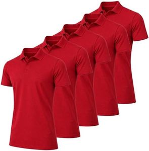 Galaxy by Harvic 5-Pack Men’s Short Sleeve Pique Polo Shirt Modern-Fit with Ribbed Collar and Breathable Cotton-Blend Fabric