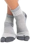 V-Toe Big Flip-Flop Socks - Tabi Split Toe Wool Socks for Men & Women - Japanese Toes Separated Socks, Ligh Gray, Large