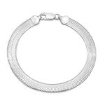 7mm Solid .925 Sterling Silver Italian Crafted Herringbone Bracelet, 8 inches