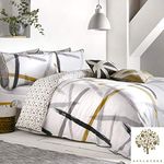 Appletree Leda-100, 100% Cotton, Grey & Ochre, Duvet Cover Set: Single