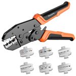 Preciva 6 PCS Crimping Tool Set, Ratcheting Wire Crimper Tool for Heat Shrink,Insulated Nylon,Non-Insulated Connectors,Open Barrel,Ferrule Terminals,Solar Connectors