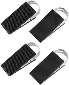 QWORK®4 piezas cuñas de goma para puerta, cuña de tope de puerta resistente, base antideslizante, negro, adecuado para puertas pesadas, puertas de vidrio y más