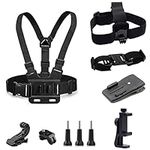 SRIKEKL Mobile Phone Chest Mount Harness Strap Holder +Head Strap+Helmet Strap+ Backpack Shoulder Strap Clip Kit for GoPro Hero 11/10/9/8/7/6/5/, Session, SJCAM, AKASO, Campark, YI Action Camera