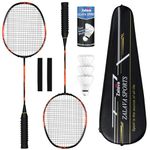 Zalava Badminton Racquets Set Professional Badminton Rackets Lightweight,4 Pack Carbon Fiber, 3 Feather Shuttlecocks, 2 Protect Case, 4 Overgrip,for Beginners,Advanced Players