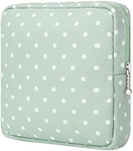 Desing Wish Period Bag, Sanitary Napkin Storage Bag for Feminine Pads Panty Liners and Tampons, Privacy Protector Period Pouch Portable Period Bags for Teen Girls Women Ladies (Green Dot)