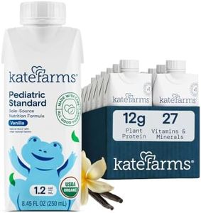 Kate Farms Pediatric Standard 1.2 Formula, Sole Source Nutrition, Nutritional Supplement Drinks, Feeding Tube Meals, Protein Shakes for Kids (Vanilla 1.2 cal/mL, Case of 12)