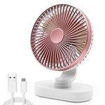 USB Desk Fan, Auto Oscillating Table Fan, Rechargeable Fan Silent Powerful, 4 Speeds, 4000mAh Battery, Strong Airflow, 6.5 Inch Small Desktop Fans Cooling Quiet for Bedroom Home Office Outdoor Travel