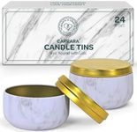 Hearts & Crafts- Marble Candle Tins 8 Oz with Lids 24 Pack of Bulk Candle Jars for Making Candles, Arts & Crafts, Storage, Gifts, and More Empty Candle Jars with Lids