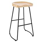 CangLong Mid Century Solid Wood Seat 29 inch Bar Height Stool with Metal Legs for Bar, Kitchen, Dining Room, Living Room and Bistro Pub, Set of 1, Natural