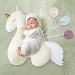 Yousoontic 1 Pcs Newborn Single Side Baby Photography Props with 3 Cotton Cloth Balloons Unicorn Horse Pillow Newborn Photo Props for Girl Boy Animal Shaped Posing Props Photoshoot Baby Accessory