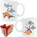 Cute Sloth Before After Coffee Mug Funny Gifts, Sloth Lovers Mug, Imaginative Coffee Mugs for Birthday, Christmas, Friend, Employee, Mather’s Day, Boss, Parents, Thanksgiving, friend