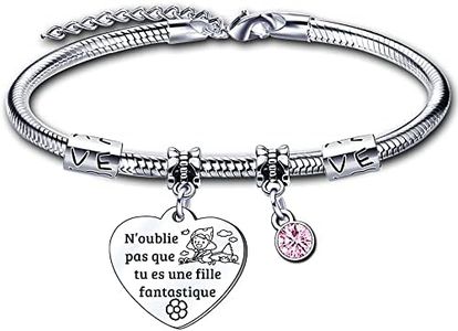 ZYMGUO Cadeau Fille Bracelet,"N’oublie pas que tu es une fille Fantastique",Inspirantes Bracelet Charms Bracelet Fille, Idée Cadeau Anniversaire Fille