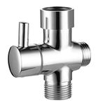 CIENCIA Metal T-adapter with Shut-off T Valve, 7/8 or 15/16 and G1/2 3-way Water Tee Connector,for Handheld Toilet Bidet Spray Bathroom (Chrome)