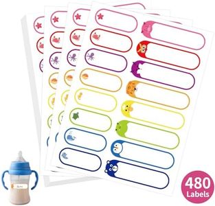 480 Pcs Labels for Kids Stuff Daycare, Waterproof Baby Name Labels, Washable Bottle Labels, Reusable Self-Adhesive Tag Stickers for School Essentials, Self-Laminating Write-on