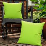 Lewondr Waterproof Outdoor Cushion Cover, 2 Pack Solid PU Coating Throw Pillow Case UV Protection Garden Cushion Cover for Patio Sofa Couch Balcony 18"x18"(45x45cm) - Fluorescent Green