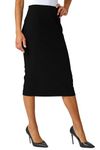 Roman Originals Textured Pencil Skirt for Women UK Ladies Jersey Work Office Smart Formal Bodycon Under The Knee Length Calf Length Midi Tight Fitted Straight Shift - Black - Size 10