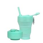 Silicone Coffee Cup with Straw lid Collapsible Cups for Traveling 20oz Lightweight Folding Water Mug for Picnic Hicking Camping Climbing