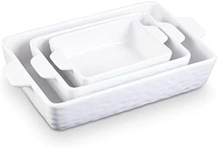 Ceramic Baking dishes for Oven, Casserole Dish for oven, Set of 3, Rectangular Baking Pan Ceramic Glaze Baking Dish for Cooking, Kitchen, Cake Dinner, Banquet and Daily Use, White