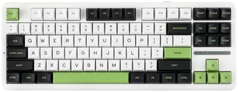 EPOMAKER x Aula F87 Pro Wireless Gasket Mechanical Keyboard, 87 Keys Compact TKL 3 Modes(Bluetooth/2.4ghz Wireless/Tpye-C) Gaming Keyboard, Hot Swappable, Full RGB (White Green, Graywood V3 Switch)