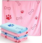 Chumia 4 Pcs Dog Towels for Drying Dogs Puppy Towel Bulk Microfiber Absorbent Towel Pet Bathing Supplies Quick Drying Paw Towel for Medium Dogs Cats Pets Shower (Light Pink, Light Blue,24 x 40 Inch)