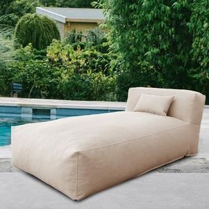 Dineli Modern ANNY-H Lounge Chair Outdoor Bed Lounger Outdoor Couch Sofa Comfy Patio Furniture Dense Foam Pool Loungers Lazy Sofa for Outside, Water-Resistant Sunbed (Light Beige, 70'' Length)
