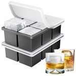 Ankway Upgraded Large Ice Cube Moulds - 2 Pack Silicone Ice Cube Tray with Lid, LFGB Certified BPA Free, 5cm 12 Cubes Ice Trays for Whiskey Cocktail Drinks, Easy-Release,Stackable & Dishwasher Safe