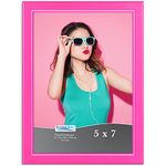 Icona Bay 5x7 Picture Frame, Pink Colored Solid Wood Scandinavian Style Frame for Photo, Pizzazz Collection