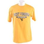 West Virginia Mountaineers T-shirt - West Virginia Arched Above "mountaineers" On Oval - Gold - Unisex - 2XL