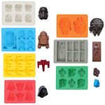 Sunerly Coque en silicone bac à glaçons Moules dans Star Wars personnage formes, idéal pour le chocolat, bacs à glaçons, gelée, bonbons, desserts, Moule Savon et la fabrication de bougies (lot de 7)