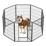 Feandrea Dog Playpen, DIY Dog Fence, 8 Panels, 39.4-Inch Tall, 2 L-Shaped Locks, Dog Play Pen for Indoor and Outdoor, Dogs, Rabbits, Chickens, Black UPPK081B01