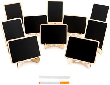 DSTELIN 10 Pack Mini Chalkboards Signs with Easel Stand, Small Rectangle Chalkboards Blackboard, Wood Place Cards for Weddings, Birthday Parties, Message Board Signs and Event Decoration