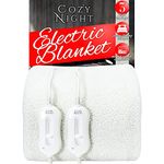 Cozy Night Electric Blanket King Size - Dual Control with 3 Heat Settings, Luxury Fleece Material, Machine Washable, Overheat Protection, Corner Straps, W152 x L200cm