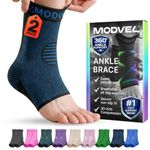 MODVEL 2 Pack Ankle Brace Compression Sleeve | Injury Recovery, Joint Pain | FSA or HSA eligible | Achilles Tendon Support, Plantar Fasciitis Foot Socks with Arch Support, Blue/Black, X-Large