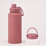 Shooonya - The Hydration Bottle | 32oz Insulated Water Bottle | Stainless Steel Water Bottle & 2 Lids - (Smoke Pink)