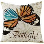 EHOMERY Pillow Cover Rectangular Cushion Covers Dinette Butterfly Pattern Silk Throw Pillow Covers Pillow Cover Waterproof Cushion Case Kids Orange Black Blue 20X20 Inches