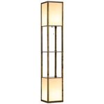 HOMCOM Floor Lamp with Shelves and Dual Light, Modern Corner Standing Lamp for Living Room, Bedroom (Bulb not Included), Rustic Brown