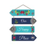 Artvibes Wood Our Happy Place Decorative Wall Art Mdf Wall Hanger For Living Room |Artworks Wall Hangings (Wh_4413N)(Multi 18)