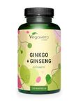 Vegavero Ginkgo Biloba & Panax Ginseng | 12000 mg Ginkgo & 2000mg Red Korean Ginseng Extracts | NO Additives, Lab-Tested | 120 Capsules (4 Month Supply) | Vegan