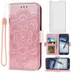 Compatible with LG Stylo 3 Stylo3 Plus Wallet Case and Tempered Glass Screen Protector Flip Cover Card Holder Cell Phone Cases for LGstylo3 Style 03 3+ Stylus 3Plus LS777 LGL84VL L84VL Women Rose Gold