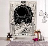 Jation Tarot Tapestry The Moon The Sun The Star Tapestry Medieval Europe Divination Black and White Hippie Mysterious Wall Hanging Art for Home Headboard Bedroom Living Room Dorm Decor in 51x60 Inches