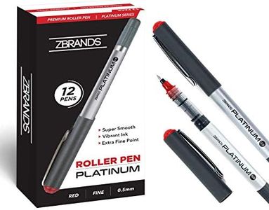 ZBRANDS Stylo bille rouge - Lot de 12 - Stylo rouge à pointe fine 0,5 mm - Stylos roller très précis avec encre fluide et intense - Séchage rapide (Rouge)