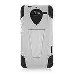 Amzer Double Layer Hybrid Case Cover with Kickstand for Motorola RAZR M XT905 - Black/White