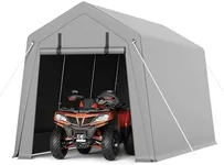 GarveeLife 10 x 15 ft Carport Storage Shed, Portable Garage with Roll-up Zipper Door, Heavy Duty Waterproof Tarp, Storage for Motorcycle, Bike, Firewood, Garden Tools