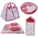 Infantbond New Born Baby All in One Bedding Essential | Baby Bed | Baby Carry Bag | Pack of 10 (Pink Moon)