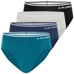 FM London Mens (4-pack) Bamboo Briefs, Black, Blue, Grey, L UK