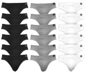 Andrew Scott Men's 3 Pack or 18 Pack Low Rise Bikini Briefs, 18 Pack- Black /White / Grey, X-Large