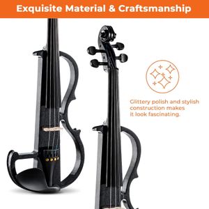 Vangoa 4/4 Electric Silent Violin – Black