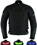 Texpeed Mens Black Motorcycle Motorbike Biker Waterproof Jacket With CE Armour (EN 1621-1) XL