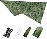Azarxis Hammock Camping Tarp Rain Fly, Waterproof Tent Footprint Shelter Canopy Sunshade Cloth Picnic Mat for Outdoor Awning Hiking Beach Backpacking - Included Guy Lines & Stakes (Camouflage)